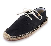Alexis Leroy Scarpe da uomo in tela Slip on Flat Espadrillas Stringate, nero, 38.5/39 EU