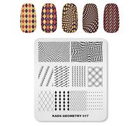 Alexnailart - Piastra in acciaio inossidabile per stamping unghie, stampini con immagini geometriche per Nail Art, manicure e decorazione fai da te (GE017)