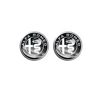 Alfa Romeo Adesivi 3D Ufficiali Logo Black, Diam. 21 mm, 2 Pezzi