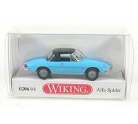 Wiking 020604 H0 Alfa Romeo Spider, azzurro convertibile tetto pieghevole chiuso pista HO 1:87