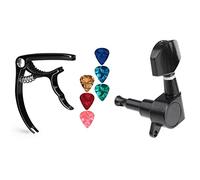 ALFAAL 1 Set Black Sigillato Tuning Tuning Tuner Tuner Machine Testa 1 Set Guitar Capo Accessori