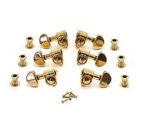 ALFAAL 1 Set Oro/Black Inline String Story Tuner Tuning Pegs Keys Teste Machine per Chitarra Acustica con Piccoli Pulsanti Semicerchio (Color : 1 Set Gold)