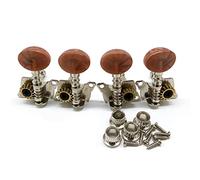 ALFAAL 2 Set. 2R2L. Metallo Ukulele Blocco String Tuner Tuner Guitar Tuning PEG Machine Testa Marrone Nero