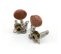 ALFAAL 2R2L Metal Ukulele Locking String Tuner Guitar Tuning Peg Machine Head con Brown Head Pegs