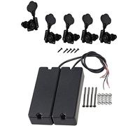 ALFAAL 5pcs Chitarra Tuning Keys Pygs Machine Teste Attrezzature Nero 1L4R. Con Un Pacchetto Di Pickup Per Chitarra A 5 Corde