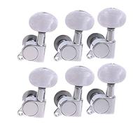 ALFAAL 6 PCS 6L Manuale Sinistra Sintonizzatori Per Chitarra Tuning Pegs Teste Macchina Per Chitarra Elettrica Chrome (pulsanti Bianchi)
