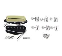 ALFAAL 6R Stringa per Chitarra Elettrica String Tuning Pegs Sintonizzatori Machine con Teste di Chitarra Puncio Singolo Pickup E Neck Pickup Set