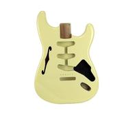 ALFAAL Corpo in Legno di Ontano per Chitarra Elettrica con Fori F Corpo Giallo con Finitura Lucida per Corpo Semi-Cavo Fai-da-Te SSS