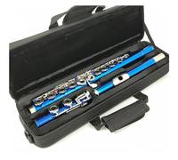 ALFAAL Flauto Strumento Chiudi Flauto 16 Fori Chiusi Chiavi C Strumento cupronichel nichelato Flauto Blu con Chiave E