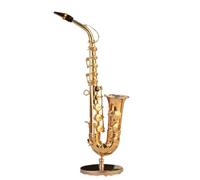ALFAAL Mini Modello di Strumento Musicale Mini Sassofono Strumenti Musicali in Miniatura Ornamenti Decorativi con Custodia E Supporto Ornamenti per Esposizione Domestica(A 10cm)