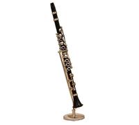 ALFAAL Mini Modello di Strumento Musicale Modello di Clarinetto Modello di Esposizione di Clarinetto Ornamento Strumento Musicale Miniatura Decorazione da Scrivania con Supporto in Pelle Nera