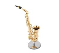 ALFAAL Mini Modello di Strumento Musicale Modello di Decorazione per Sassofono Contralto Replica con Supporto E Custodia - Ornamento per Strumento Musicale Placcato in Oro
