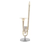 ALFAAL Mini Modello di Strumento Musicale Ornamenti per Strumenti Musicali in Miniatura in Ottone Placcato Oro Piccole Decorazioni Tromba Trombone Arpa Flauto(B)