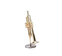 ALFAAL Mini Modello di Strumento Musicale Ornamenti per Strumenti Musicali in Miniatura in Ottone Placcato Oro Piccole Decorazioni Tromba Trombone Arpa Flauto(D)