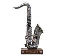 ALFAAL Mini Modello di Strumento Musicale Ornamenti per Strumenti Musicali retrò Simulazione Creativa Modello di Sassofono Ristorante Casa Decorazione Morbida(Retro Silver)