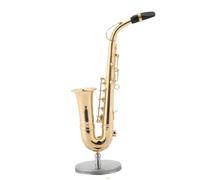 ALFAAL Mini Modello di Strumento Musicale Sassofono Contralto con Supporto E Custodia Modello di Strumento Placcato Oro Ornamento