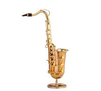 ALFAAL Mini Modello di Strumento Musicale Sassofono Strumenti Musicali in Miniatura Ornamenti Decorativi con Custodia E Supporto Ornamenti per Esposizione Domestica Regalo(A 10cm)