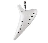 ALFAAL Ocarina Professionale Professionista a Fuoco Semplice a 12 Fori Bianco incrinato Che Suona Uno Strumento Xun in Ceramica a 12 Fori con Chiave di Fa Alto a 12 Fori Ocarina