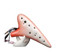 ALFAAL Ocarina Professionale Strumento Ocarina 12 Fori AC Alto Chiave C Flauto per Principianti 12 Fori AC Gradiente in Ceramica Arancione-Rosso