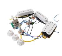 ALFAAL Pickup-Set per Chitarra Elettrica Cablaggio Pickup per Chitarra Elettrica Interruttore A 5 Vie Precablato 2T1V Pickup Multitipo per Chitarra Elettrica ST Nero-Bianco(SSH White)