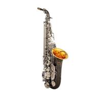 ALFAAL Sassofono Professionale Sassofono Contralto in Lega di Alluminio al Nichel Nero Contralto Sax Strumento Musicale in Ottone con Borsa E Accessori Specifici per Lo Strumento(A)