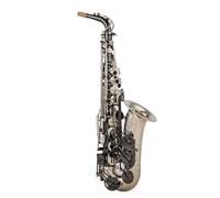 ALFAAL Sassofono Professionale Strumento in Ottone per Sassofono Contralto Mi Bemolle Sassofono Laccato Nero E Argento con Scatola Prestazioni Pratiche Professionali(A)