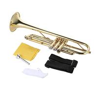 ALFAAL Trombe Squisita BB B Tromba Piatta Tromba in Ottone Strumento Musicale Durevole Dipinto in Oro con Cinghia dei Guanti del Boccaglio Strumento a Tromba