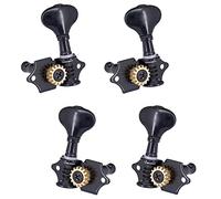 ALFAAL Ukulele Guitar Sintonizzatori Tuning Sintonizzatore Pioli/Teste di Macchina Metallo per Chitarra Ukulele con Addominali Pulsanti 2L2R (Confezione da 4) (Color : Black)
