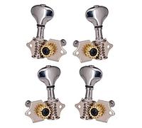 ALFAAL Ukulele Guitar Sintonizzatori Tuning Sintonizzatore Pioli/Teste Di Macchina Metallo Per Chitarra Ukulele Con Addominali Pulsanti 2L2R (Confezione Da 4) (Color : Silver)