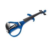 ALFAAL Violino Set di Violino Elettrico Silenzioso Blu, Corpo in Legno massello, Testa in Abete, cordiera in Ebano, Tastiera in Ebano, mentoniera