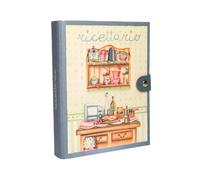 ALFABET - Ricettario Ad Anelli Da Scrivere, Scatola Regalo, Artigianale Italiano, Con Schede Tematiche, Carta Ecologica Stampata, Idea Regalo Per La Mamma, Per La Nonna, Per La Suocera, Azzurro