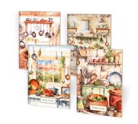 ALFABET - Ricette al Volo, Set 4 Ricettari da Scrivere A5, Quaderni per ricette A5, Interni con Piccoli Disegni Decorativi, Carta Ecologica, Idea Regalo Per La Mamma, Per La Nonna, Per La Suocera