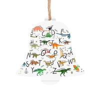 Alfabeti di apprendimento alla moda con dinosauri 6 pezzi decorazioni per albero di Natale in legno ornamento da appendere decorazione per la casa regalo fai da te bambino