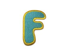 Alfabeto/Lettera blu Patch - Toppe termoadesive Patch Toppa ricamate, misura: 0 x 0 cm, Alphabet/Buchstabe:Buchstabe F - 6.3x4.2cm