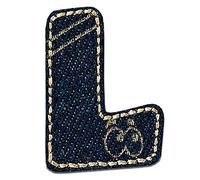 Alfabeto/Lettera blu Patch - Toppe termoadesive Patch Toppa ricamate, misura: 0 x 0 cm, Alphabet MQ bunt/blau:Buchstabe L 2.3 x 3.1 cm