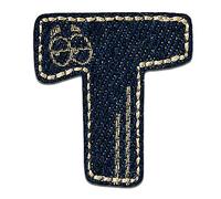 Alfabeto/Lettera blu Patch - Toppe termoadesive Patch Toppa ricamate, misura: 0 x 0 cm, Alphabet MQ bunt/blau:Buchstabe T 3.3 x 2.9 cm