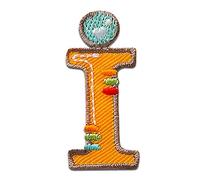 Alfabeto/Lettera colorato Patch - Toppe termoadesive Patch Toppa ricamate, misura: 0 x 0 cm, Alphabet MQ bunt/blau:Buchstabe I 3.9 x 1.8 cm