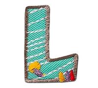 Alfabeto/Lettera colorato Patch - Toppe termoadesive Patch Toppa ricamate, misura: 0 x 0 cm, Alphabet MQ bunt/blau:Buchstabe L 2.3 x 3.1 cm