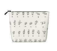Alfabeto riutilizzabile della lingua dei segni dello spuntino. Borse della stampa, borsa da toilette di viaggio di grande capacità, borse di trucco con la chiusura lampo