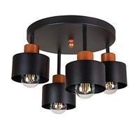 alfalux Lampada A Sospensione LED 4 Luci Lampada Da Soffitto Industriale In Metallo Compatibile Con E27 Per Soggiorno Camera Da Letto Cucina 4OST3030MO Nero Ottone
