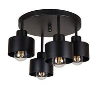 alfalux Lampada A Sospensione LED 4 Luci Lampada Da Soffitto Industriale In Metallo Compatibile Con E27 Per Soggiorno Camera Da Letto Cucina 4OST3030SC Nero