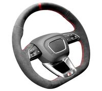 Alfanxi Coprivolante in alcantara cucito a mano, compatibile con Audi Q3 Q5 SQ5 SQ5 Sportback Q7 SQ7 Q8 SQ8 con leve del cambio (striscia rossa)