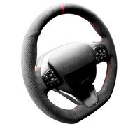 Alfanxi Coprivolante in alcantara cucito a mano compatibile con Ford Focus Fiesta Kuga Puma ST ST-Line 2017-2020 (strisce rosse)