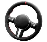 Alfanxi Coprivolante per auto in alcantara con cucitura a mano per BMW Serie 2 3 4 5 6 M2 M3 M4 M5 M6 X2 X4 X5 M X6 M (alcantara nero con pois + striscia rossa)