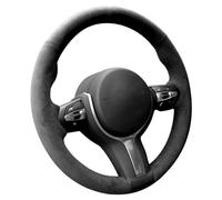 Alfanxi - Coprivolante per auto in alcantara italiana, da cucire a mano (alcantara nera, senza inserti)
