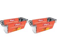 Alfapac - 6 vaschette in alluminio, 1 L, profonde con coperchio, Argento (Confezione da 2)