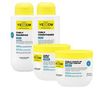 ALFAPARF Yellow Kit Curls Shampoo 500ml + Mask 500ml + Conditioner 500ml + Leav