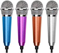 ALFFREUDE 4 Pezzi Mini Microfono Karaoke Mini Microfono Portatile per Telefono in Metallo Cablato per Telefoni Cellulari e Laptop (4 Colori)