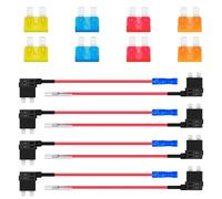 ALFFREUDE 8 Pezzi Standard Rubacorrente Fusibile a Lama 12V Piccolo Dimensioni Fusibili Tap Auto Add A Circuit Rubacorrente per Auto Camion Barche 5A 10A 15A 20A