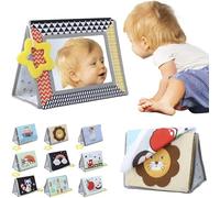 ALFFREUDE Libro Sensoriale Neonati con Specchio Giocattoli a Specchio per Bambini Libro Stoffa con Specchio Giocattoli Montessori 0 3 6 12 Mesi Educativi Regali